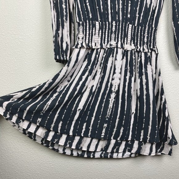 Rails NWT Inez Dress Women's Small Black Nile Mini Dress Long Sleeve Smocked - Picture 5 of 16